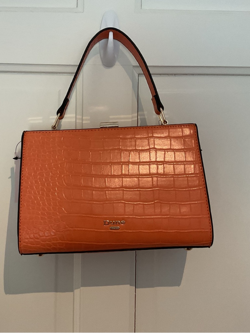 Dune Orange Croc-Embossed Top Handle Satchel